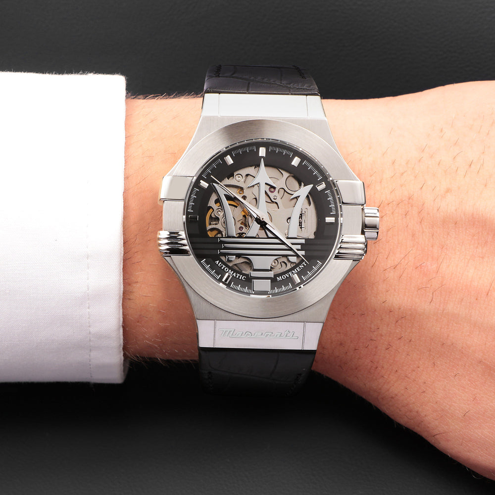 Maserati Watch Maserati Potenza Silver Skeleton Automatic 42mm Watch Brand