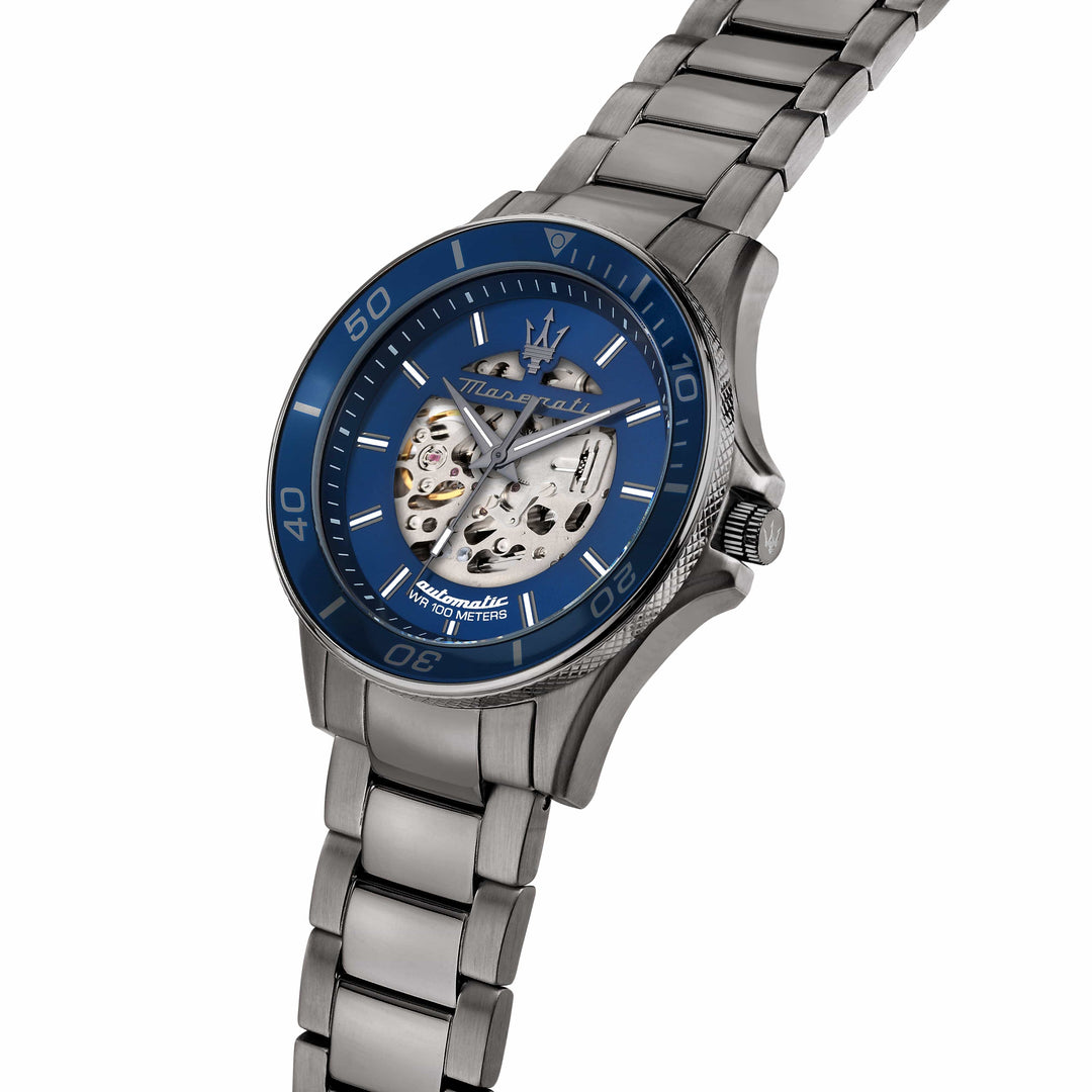 Maserati Watch Maserati Sfida Automatic Skeleton Blue 44mm Watch Brand