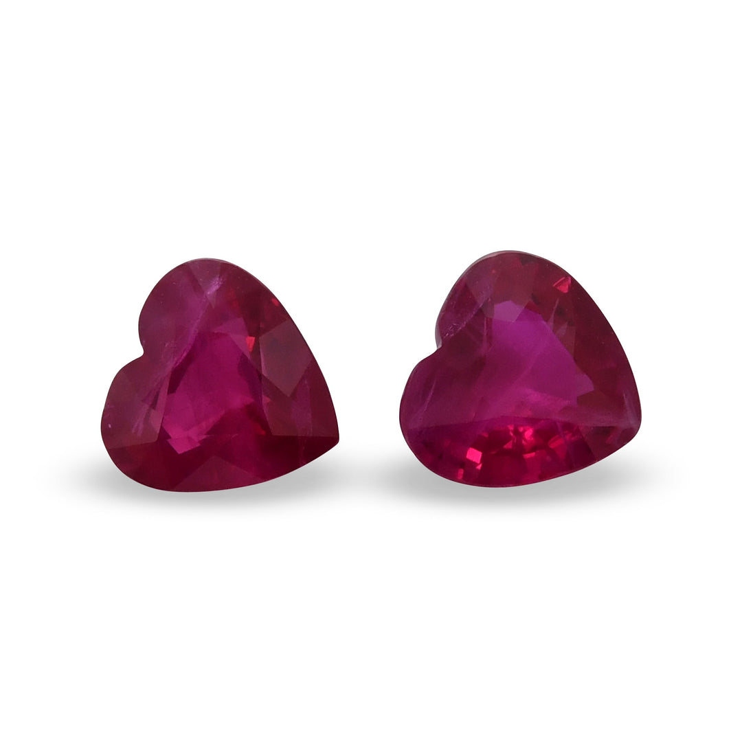 2.91 Carat Red Heart Rubies Pair