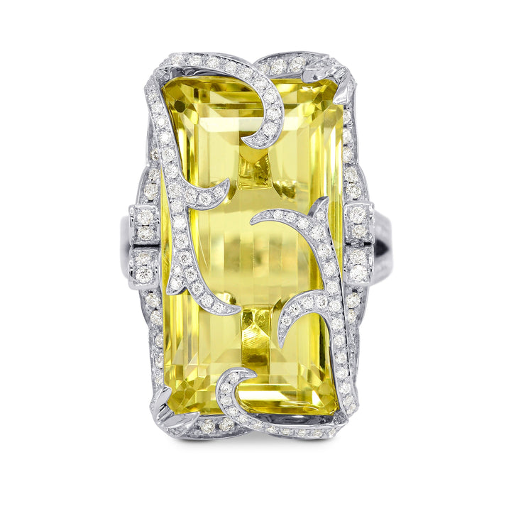 Leibish Extraordinaire  Belle Citron - Lemon Quartz Diamond Ring