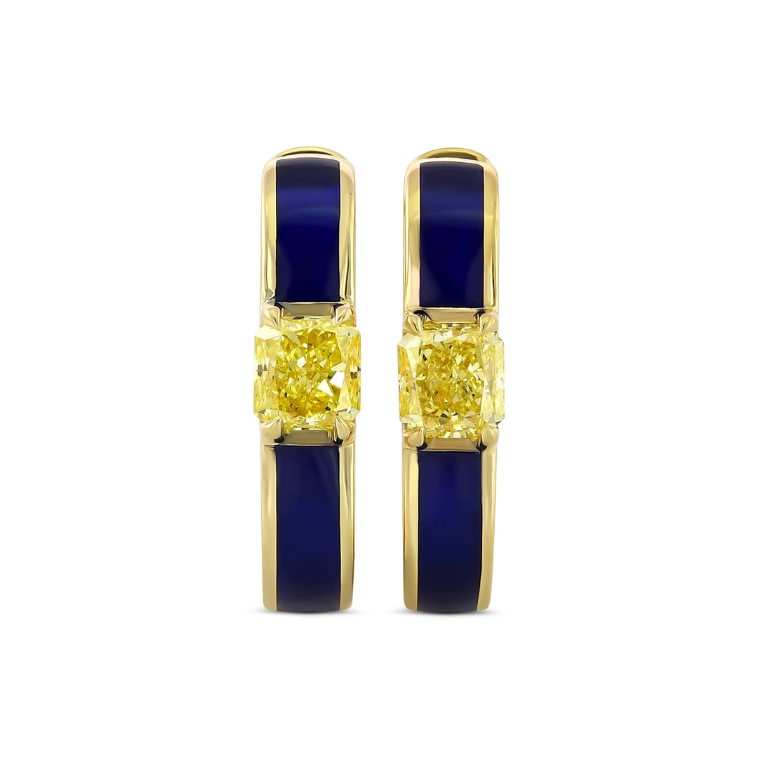 Leibish Round Brillant Hoop Earrings