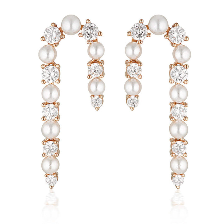Georgini Earring Georgini Noel Nights Candy Cane Pearl Earrings Rose Gold Brand